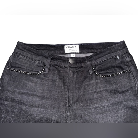 Frame Women’s Le High Straight leg Studded Black Jeans Size 29 - Picture 3 of 7